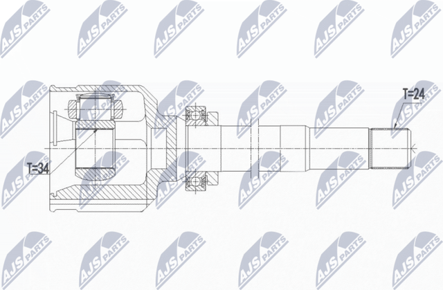 Шрус внутренний (граната) NTY передний правый для Peugeot 308 II 2013-2026. Артикул NPW-PE-020
