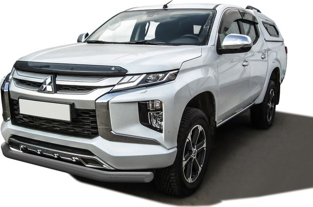 Защита Slitkoff переднего бампера d76 для Mitsubishi L200 V рестайлинг 2018-2026 Серебристая. Артикул ML18-002S