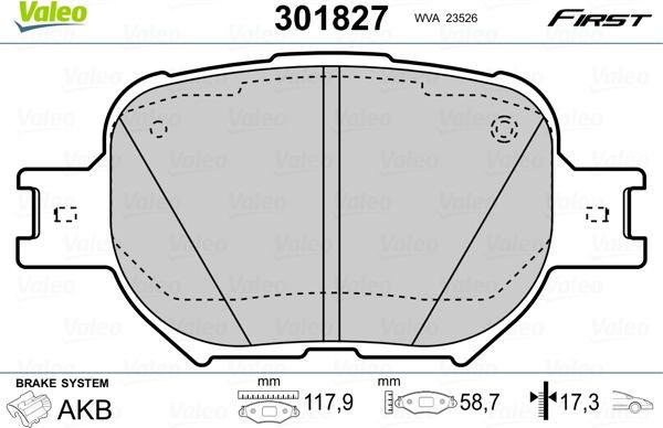 Тормозные колодки Valeo First. Артикул 301827