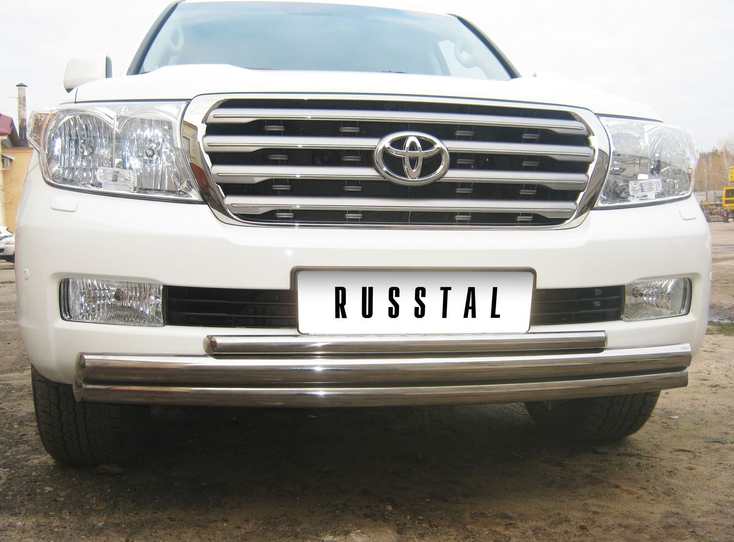 Защита RusStal переднего бампера d63/63/42 (дуга) для Toyota Land Cruiser 200 2007-2012. Артикул LCZ-000208