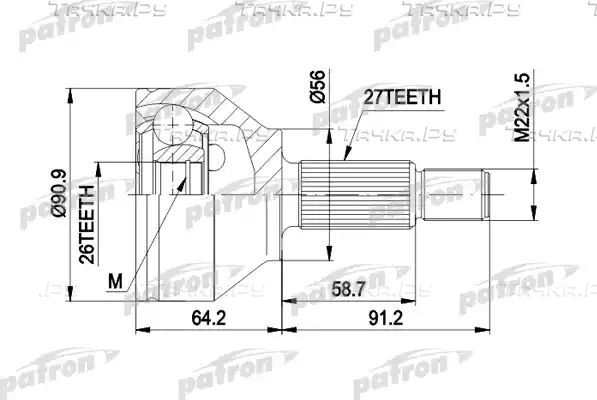 Шрус наружный (граната) Patron. Артикул PCV1417