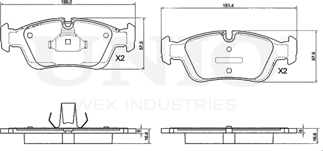 Колодки тормозные дисковые, комплект (Unio). Артикул BRP-20012