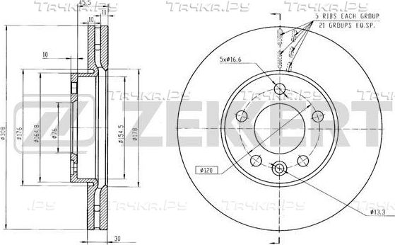 Тормозной диск Zekkert. Артикул BS-5357B
