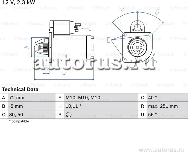 стартер (Bosch). Артикул 0986018970