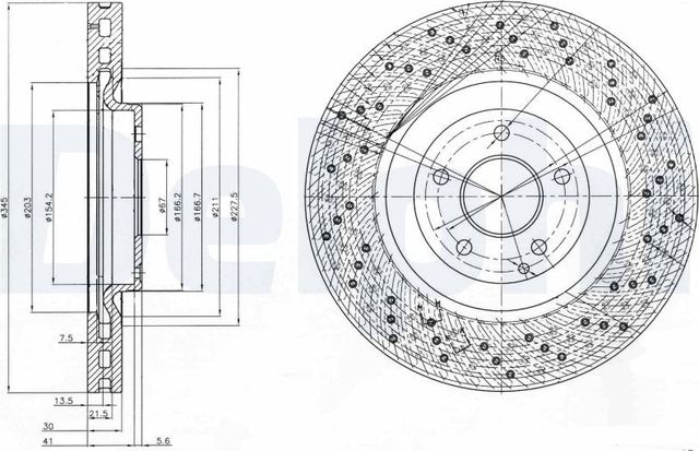 Тормозной диск Delphi передний для Mercedes-Benz C-Класс II (W203, CL203) 2001-2008. Артикул BG9876