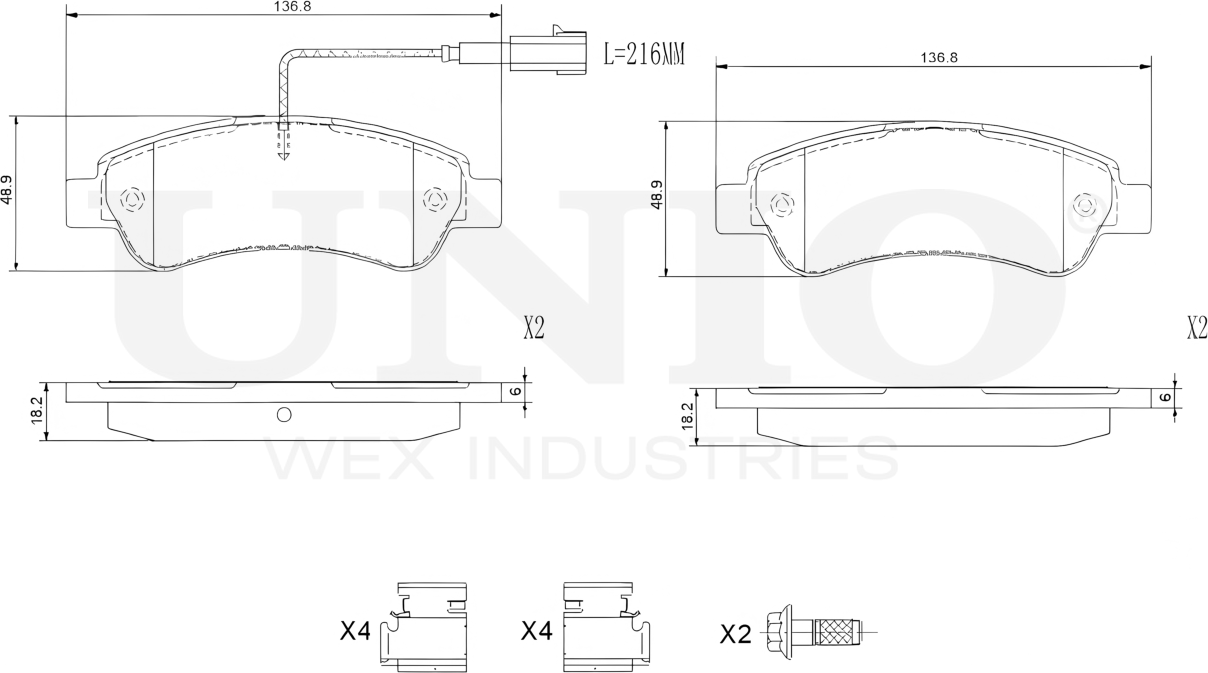 Колодки тормозные дисковые, комплект (Unio). Артикул BRP-20174