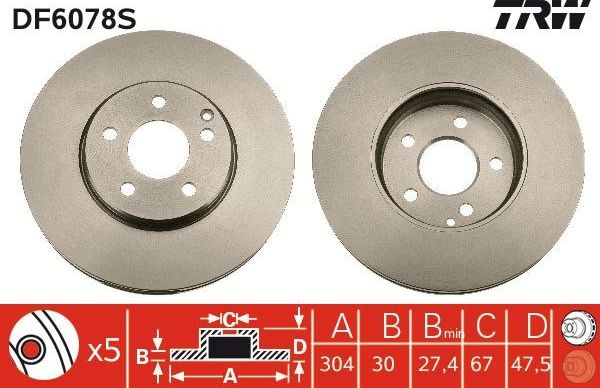Тормозной диск TRW. Артикул DF6078S