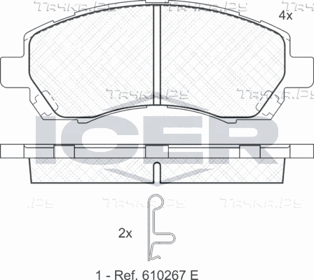 Тормозные колодки Icer передние для Subaru Legacy II 1996-1999. Артикул 181318
