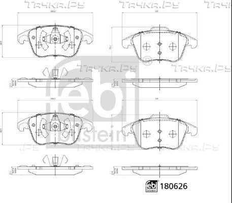 Тормозные колодки Febi Bilstein передние для Citroen C4 I 2004-2011. Артикул 180626
