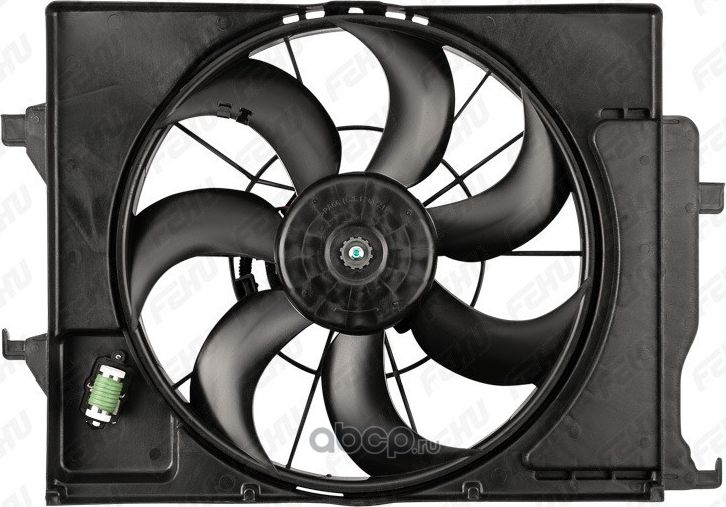 Электровентилятор охлаждения с Кожухом с резистором для Hyundai Solaris II (17-)/Kia Rio (17-) (Fehu). Артикул ffc1102h