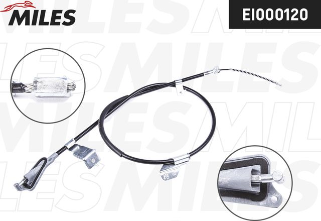 Трос ручника (тросик ручного тормоза) Miles задний правый/левый для Nissan Almera N16 2000-2006. Артикул EI000120