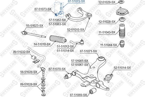 Сайлентблок переднего рычага подвески Stellox. Артикул 87-51072-SX