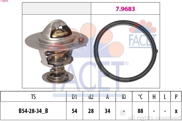 Термостат Facet Made in Italy - OE Equivalent. Артикул 7.8834