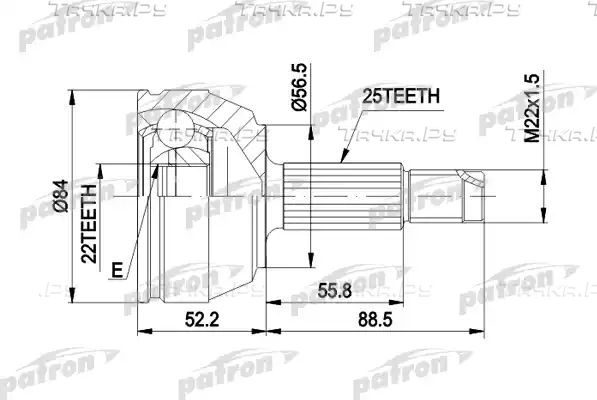 Шрус наружный (граната) Patron для Ford Orion III 1990-1993. Артикул PCV1125