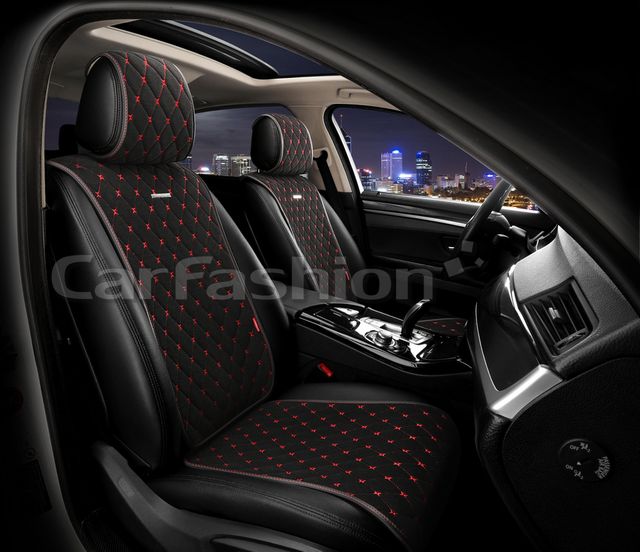 Накидки универсальные CarFashion Bullet Front на передние сидения авто, цвет Черный/Черный/Красный. Артикул 26183