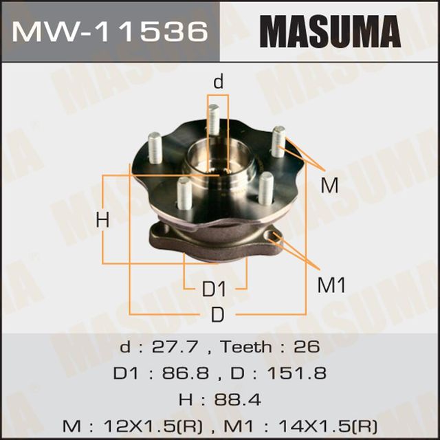 Ступичный подшипник (комплект) Masuma. Артикул MW-11536