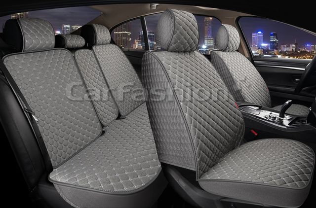 Накидки универсальные Linen Cube Plus для авто, цвет Темно-серый/Темно-серый/Светло-серый. Артикул 22692