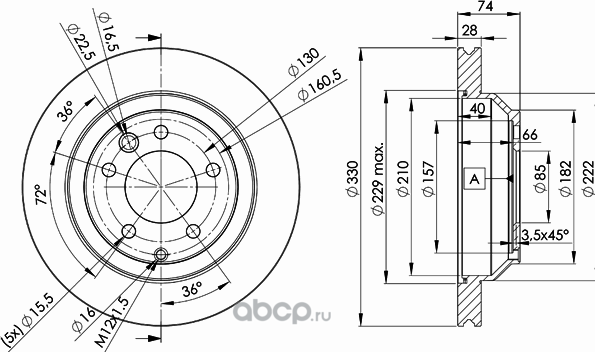 Диск торм задн. Audi Q7  VW Touareg  Porsche Cayenne (Icer). Артикул 78bd3328