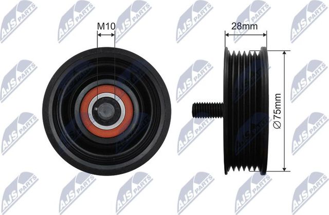 Направляющий (ведущий) ролик приводного клинового ремня NTY для Jaguar F-Pace 2017-2026. Артикул RNK-LR-012