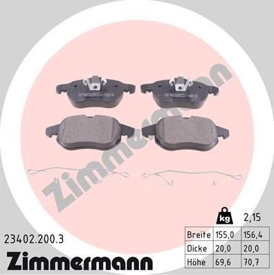 Тормозные колодки Zimmermann. Артикул 23402.200.3