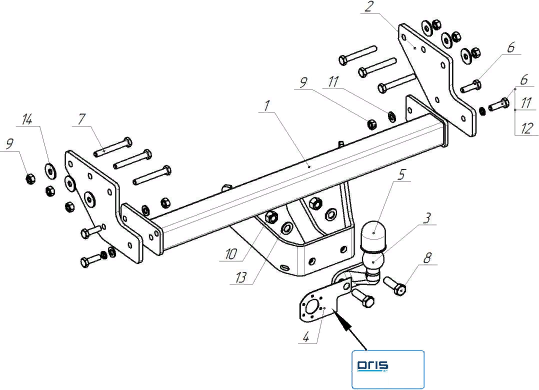 Фаркоп Oris (ранее Bosal) для Sollers Atlant средняя база 2022-2026. Фланцевое крепление. Артикул 5617-F
