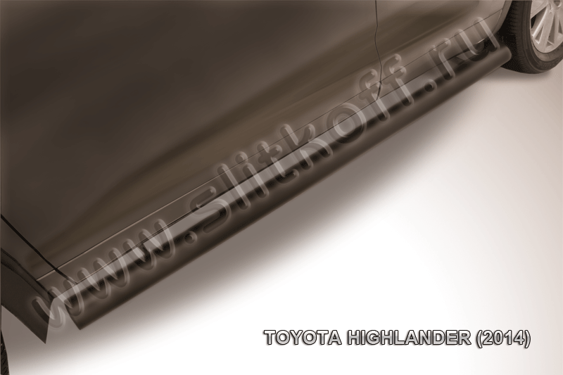 Пороги Slitkoff труба d76 ЧЕРНЫЕ матовые для Toyota Highlander II 2014-2026. Артикул THI14-009B