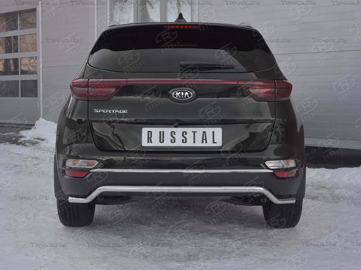Защита RusStal заднего бампера d42 волна для Kia Sportage IV рестайлинг 2018-2026. Артикул KSZ-003193