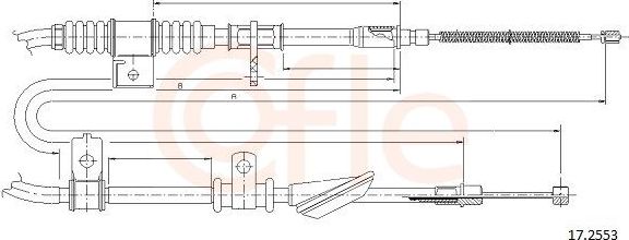 Трос ручника (тросик ручного тормоза) Cofle. Артикул 17.2553