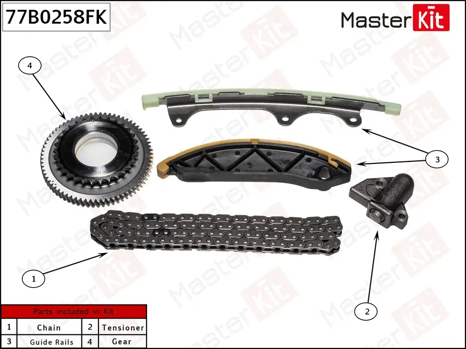 Комплект цепи ГРМ MITSUBISHI PAJERO SPORT III 15- 2.4D 4N15 (Master KIT). Артикул 77B0258FK