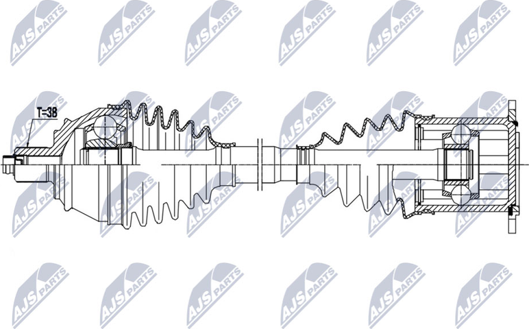 Полуось (привод в сборе, приводной вал) NTY. Артикул NPW-AU-033