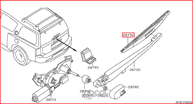 Щетки стеклоочистителя (дворники) Nissan. Артикул 287907S000