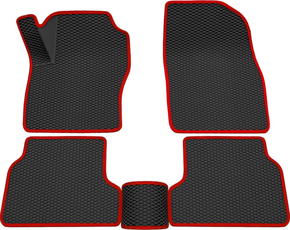 Коврики Rezkon 3D EVA Ромб резиновые для салона Ford Focus II 2008-2011 Красный кант. Артикул 9216010104