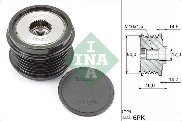 Муфта генератора обгонная Ina для Citroen SpaceTourer I 2016-2026. Артикул 535 0308 10