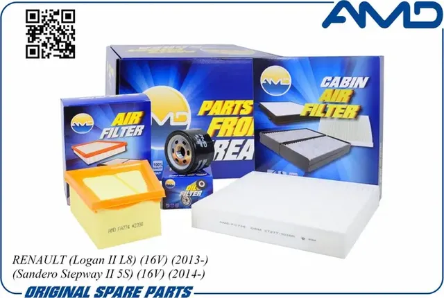 Комплект фильтров (масл.7700274177 + возд.8200431051 + салон.272773016R) (AMD). Артикул AMDSETF143