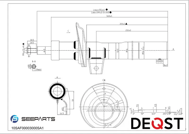 Амортизатор подвески передний (Deqst). Артикул 10SAF00003000