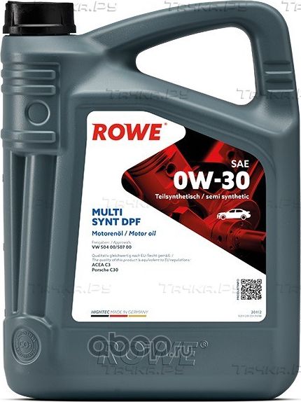Масло моторное 0W-30 ROWE 5л полусинтетика HIGHTEC MULTI SYNT DPF C3. Артикул 20112005099