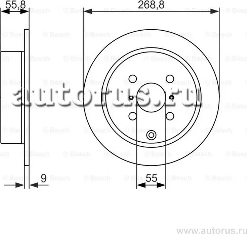 Диск тормозной TOYOTA зад. невент. Corolla Verso 01->, Yaris Verso 99-> (269 x 9 (Bosch). Артикул 0986479938