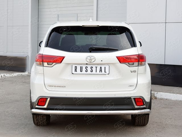 Защита RusStal заднего бампера d63 секции для Toyota Highlander III 2016-2026. Артикул THRZ-002626