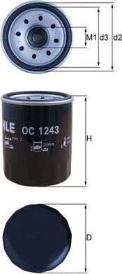 Масляный фильтр Mahle-Knecht для Isuzu D-Max II 2012-2020. Артикул OC 1243