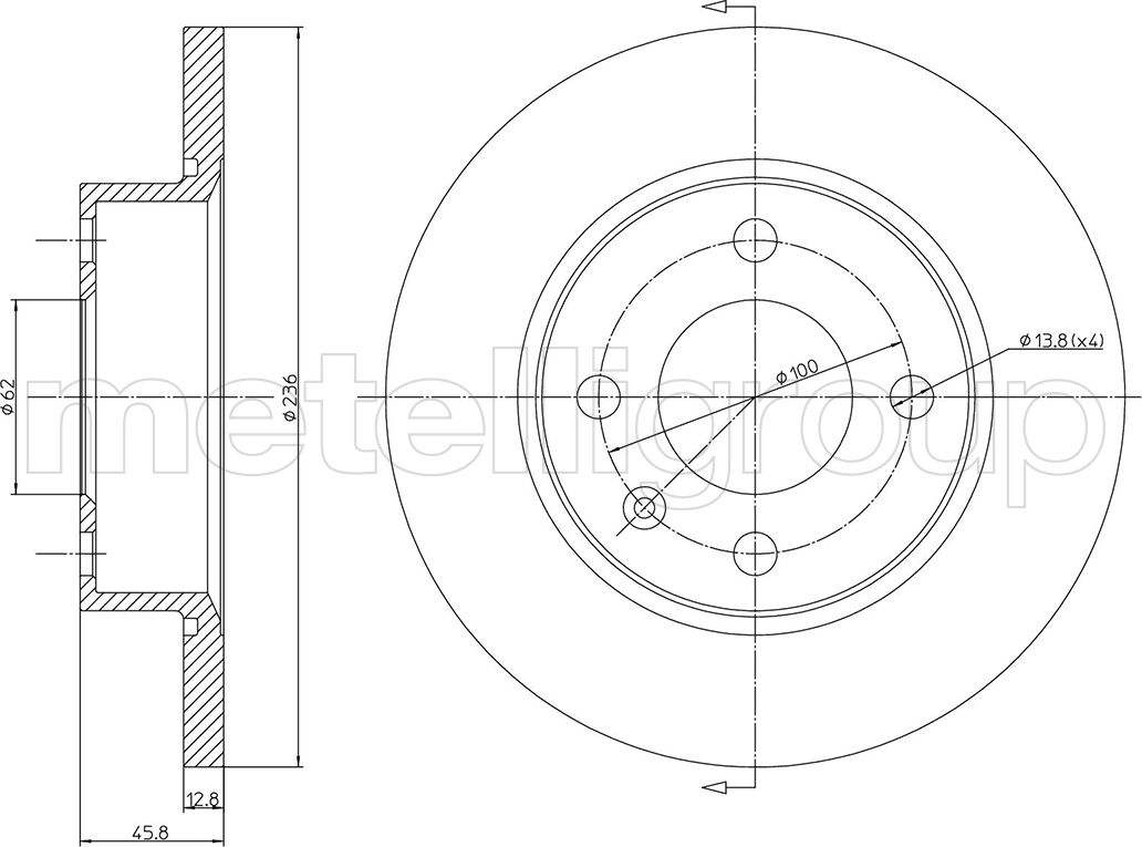 Тормозной диск Metelli. Артикул 23-0551