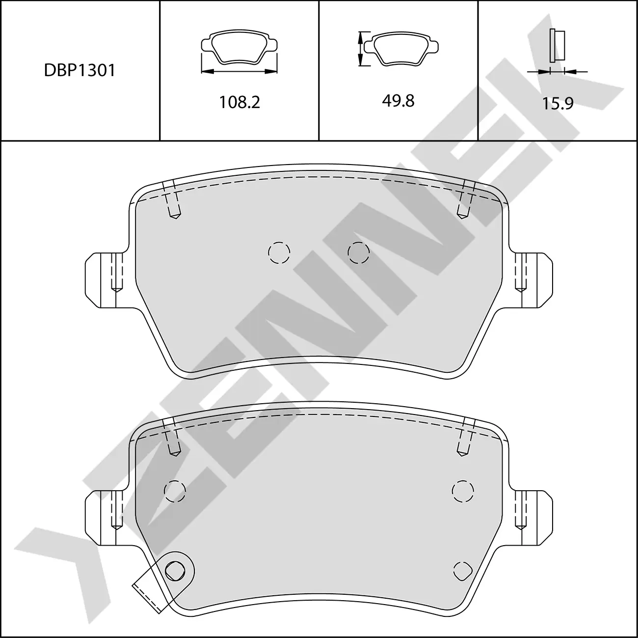 Колодки тормозные задние CHERY TIGGO 8 PRO 22>, OMODA C5 22>, JAC S4 18>, МОСКВИ (Zennek). Артикул DBP1301