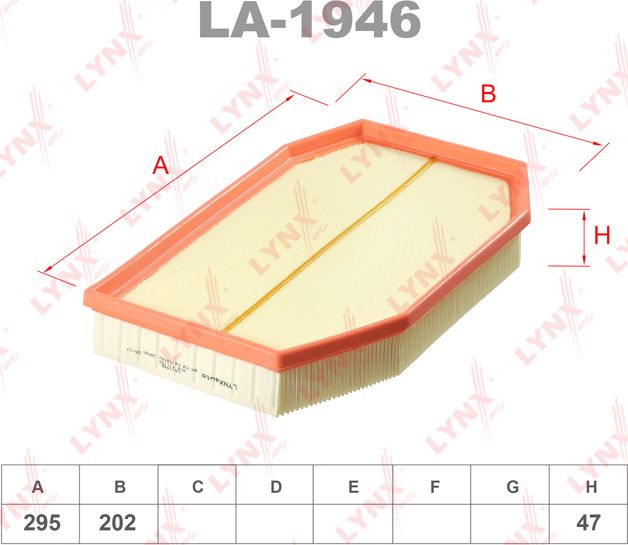 Воздушный фильтр LYNXauto для BMW 5 VI (F10/F11/F07) 2009-2013. Артикул LA-1946