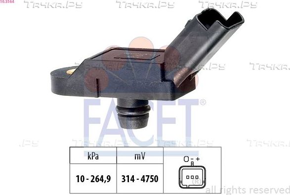 Датчик абсолютного давления (ДАД, MAP) Facet Made in Italy - OE Equivalent для Peugeot 308 II 2014-2026. Артикул 10.3164