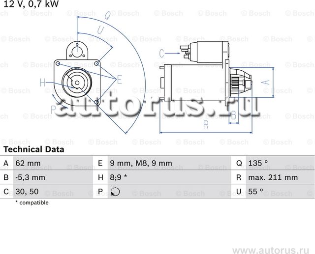 Стартер (Bosch). Артикул 0986017930