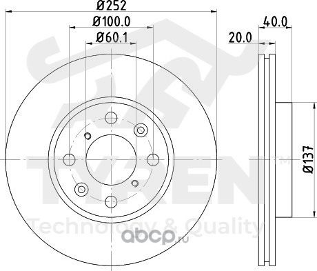 Тормозной диск (Tyren). Артикул TYR1020811