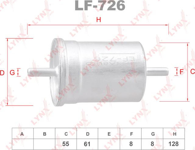 Топливный фильтр LYNXauto. Артикул LF-726