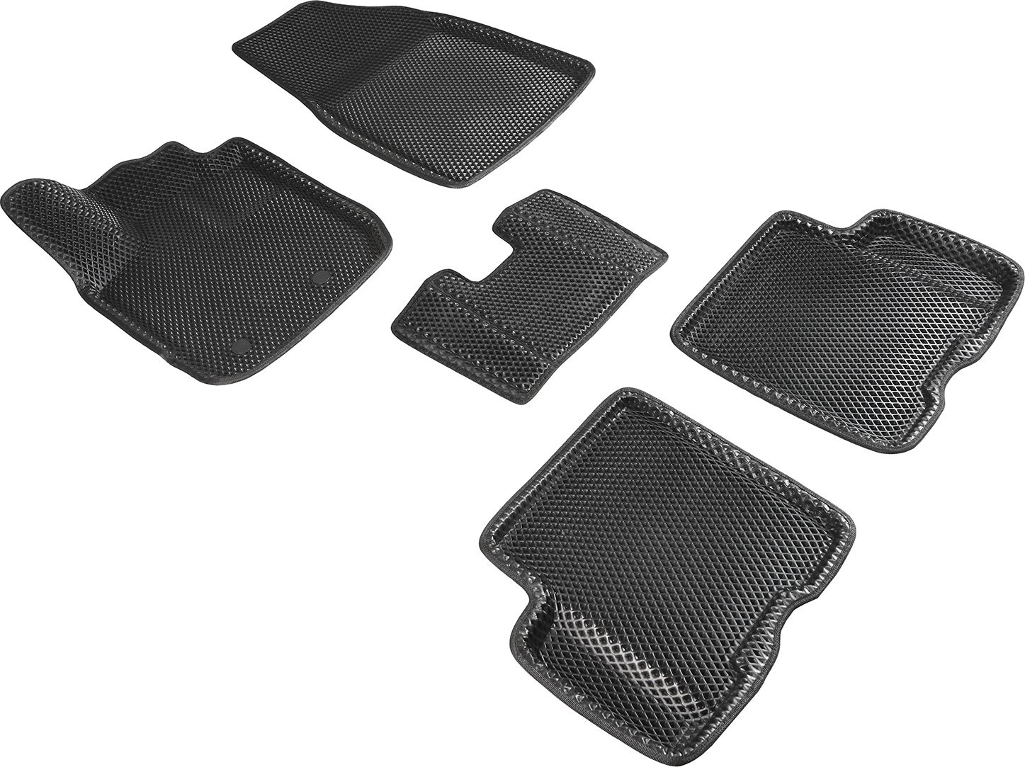 Коврики Seintex 3D EVA ромб для салона Renault Arkana I 2019-2026 ЧЕРНЫЕ. Артикул 95192