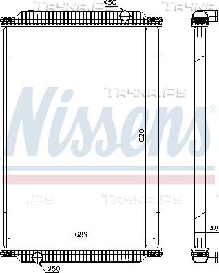 Радиатор охлаждения двигателя Nissens для MAN NG 1998-2026. Артикул 67196