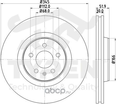 Тормозной диск (Tyren). Артикул TYR1023441