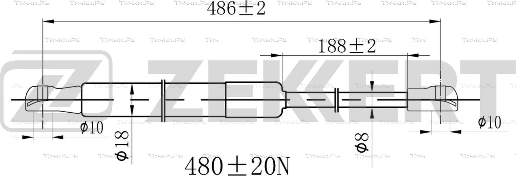 Амортизатор (упор) багажника Zekkert. Артикул GF-2570